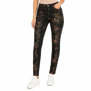 Apperloth Snake Print Pants Women XS Black Bronze Metallic Slim Fit Edgy New‎